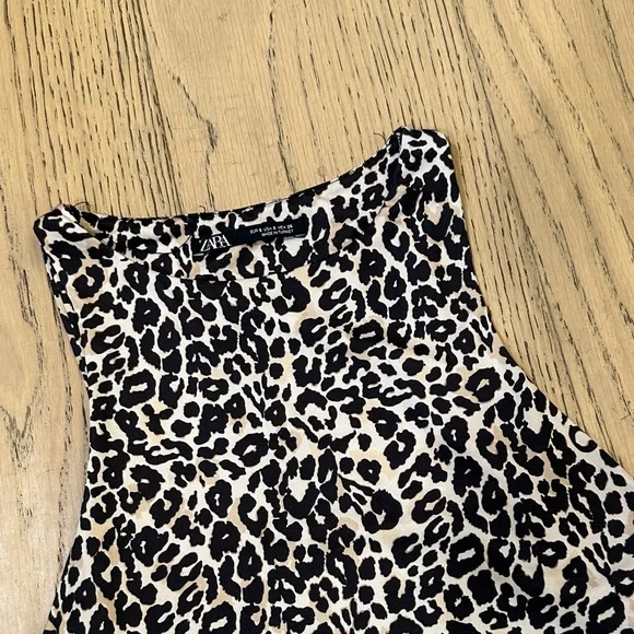 Zara Leopard Print Sleeveless Top - Black and Cream - Picture 3 of 4